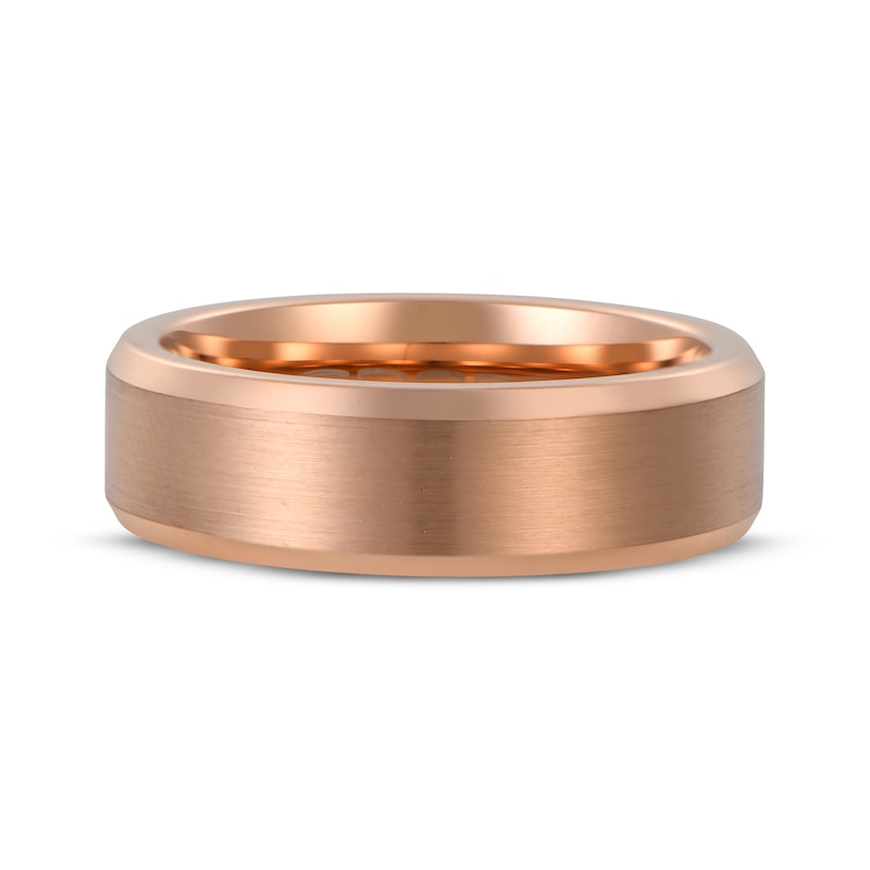 Main Image 3 of Beveled Edge Wedding Band Rose Ion-Plated Tungsten Carbide 7mm