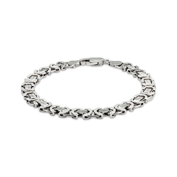 7.2mm Byzantine Chain Bracelet Solid Sterling Silver 8.5"