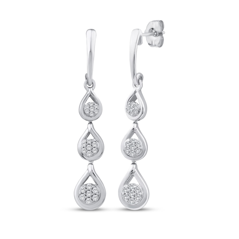 Main Image 1 of Memories Moments Magic Multi-Diamond Graduated Teardrop Earrings 1/6 ct tw 10K White Gold