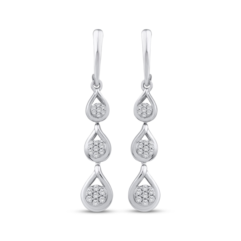 Main Image 2 of Memories Moments Magic Multi-Diamond Graduated Teardrop Earrings 1/6 ct tw 10K White Gold