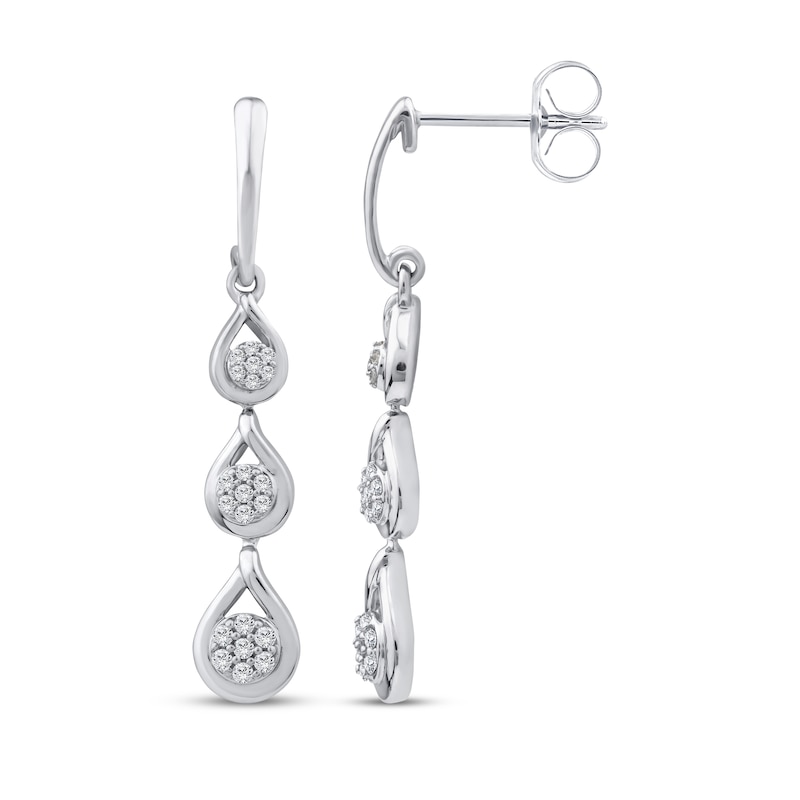 Main Image 3 of Memories Moments Magic Multi-Diamond Graduated Teardrop Earrings 1/6 ct tw 10K White Gold