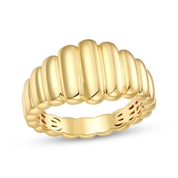 Domed Ribbed Ring 24K Yellow Gold Vermeil Sterling Silver