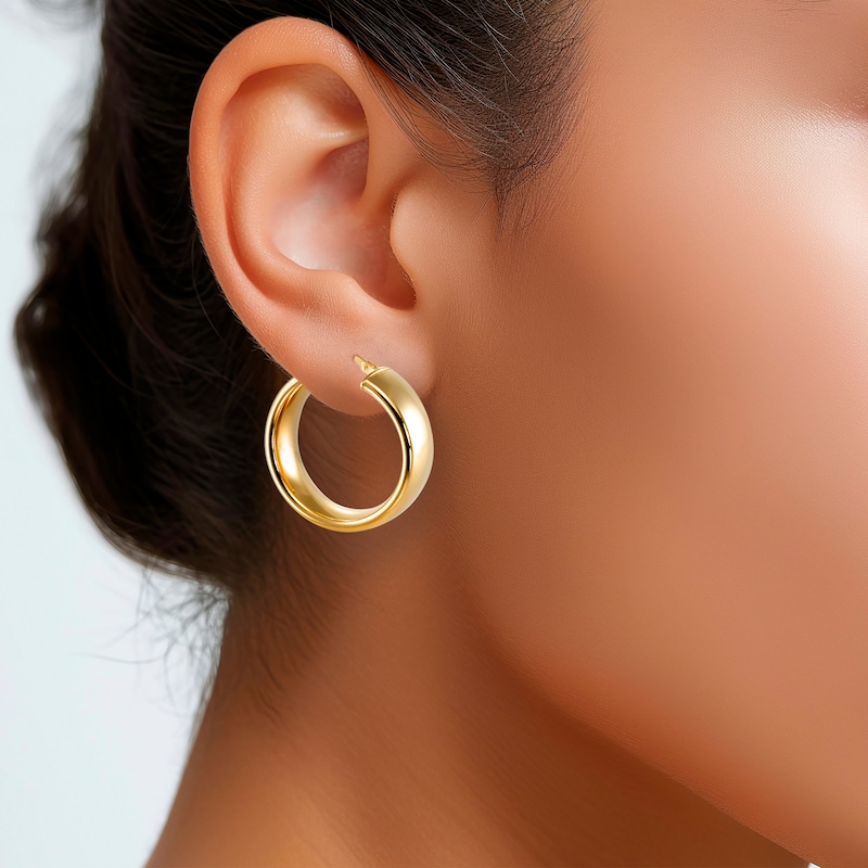 Main Image 3 of Bold Hoop Earrings 24K Yellow Gold Vermeil Sterling Silver 25mm