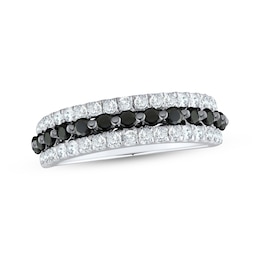 Adore Black & White Diamond Anniversary Ring 1 ct tw 14K White Gold