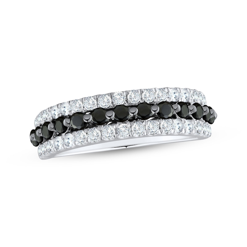 Main Image 1 of Adore Black & White Diamond Anniversary Ring 1 ct tw 14K White Gold