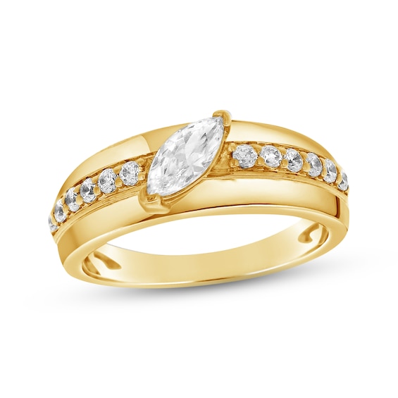 Marquise-Cut Lab-Grown Diamond Fashion Ring 1/2 ct tw 24K Yellow Gold Vermeil Sterling Silver