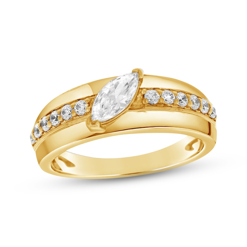 Main Image 1 of Marquise-Cut Lab-Grown Diamond Fashion Ring 1/2 ct tw 24K Yellow Gold Vermeil Sterling Silver