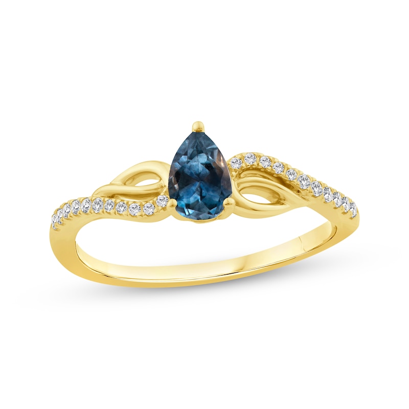 Main Image 1 of American Blue Sapphire & Diamond Ring 1/15 ct tw 10K Yellow Gold