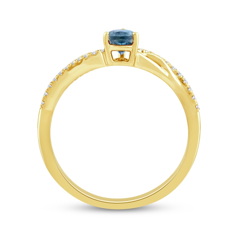 Main Image 3 of American Blue Sapphire & Diamond Ring 1/15 ct tw 10K Yellow Gold