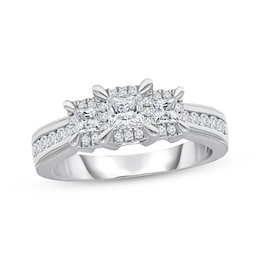 Memories Moments Magic Princess-Cut Diamond Three-Stone Engagement Ring 1 ct tw 10K White Gold