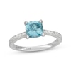 Thumbnail Image 1 of Neil Lane Cushion-Cut Aquamarine & Diamond Engagement Ring 3/8 ct tw 14K White Gold