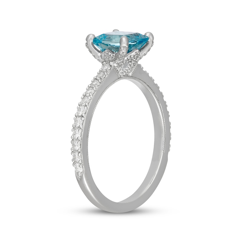 Main Image 2 of Neil Lane Cushion-Cut Aquamarine & Diamond Engagement Ring 3/8 ct tw 14K White Gold