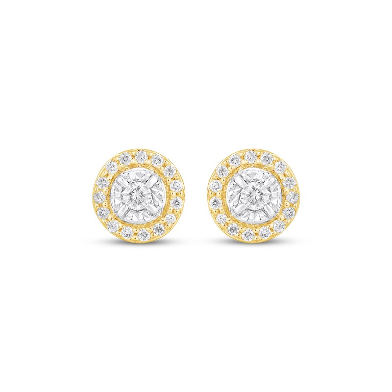 Main Image 2 of Diamond Halo Stud Earrings 1/4 ct tw 10K Yellow Gold
