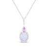 Thumbnail Image 1 of Oval-Cut Lab-Created Opal & Pink Lab-Created Sapphire Necklace Sterling Silver 18"