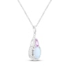 Thumbnail Image 2 of Oval-Cut Lab-Created Opal & Pink Lab-Created Sapphire Necklace Sterling Silver 18"