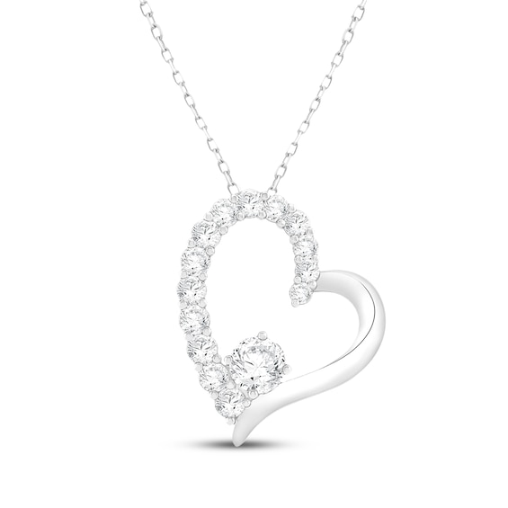 KAY Lab-Grown Diamonds Tilted Heart Necklace 1/2 ct tw Sterling Silver