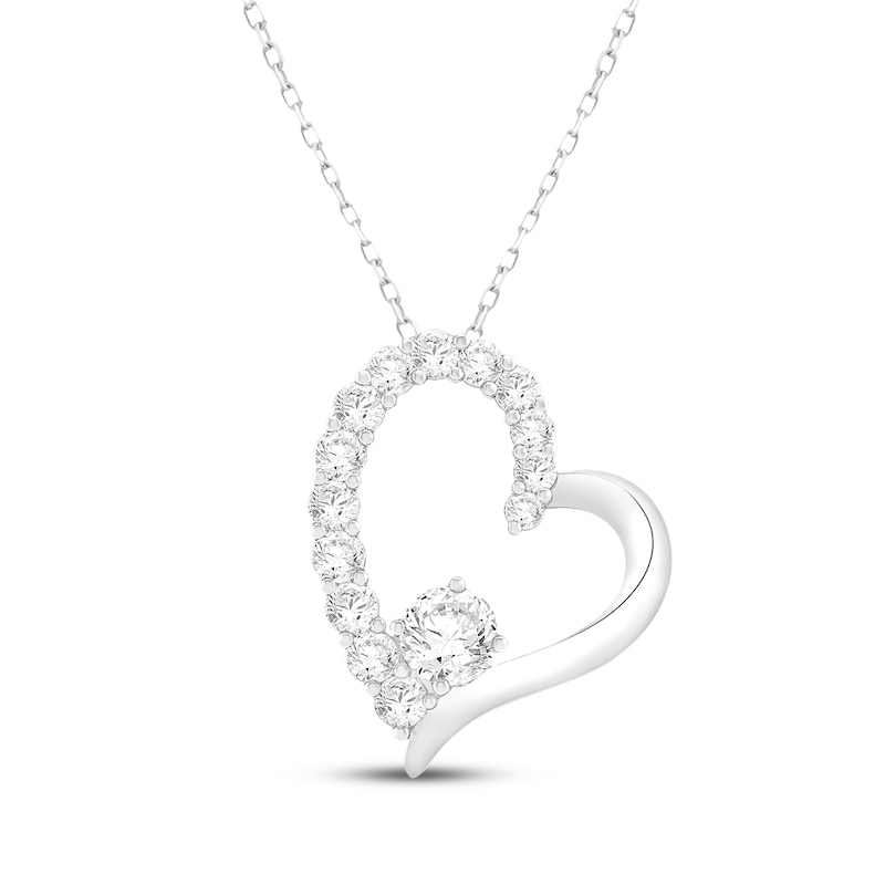 Main Image 1 of KAY Lab-Grown Diamonds Tilted Heart Necklace 1/2 ct tw Sterling Silver