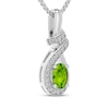 Thumbnail Image 2 of Oval-Cut Peridot & White Lab-Created Sapphire Ribbon Drop Necklace Sterling Silver 18"