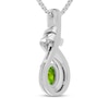 Thumbnail Image 3 of Oval-Cut Peridot & White Lab-Created Sapphire Ribbon Drop Necklace Sterling Silver 18"