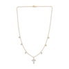 Thumbnail Image 2 of Diamond Cross & Bezel-Set Dangle Station Necklace 1/2 ct tw 14K Yellow Gold 18"