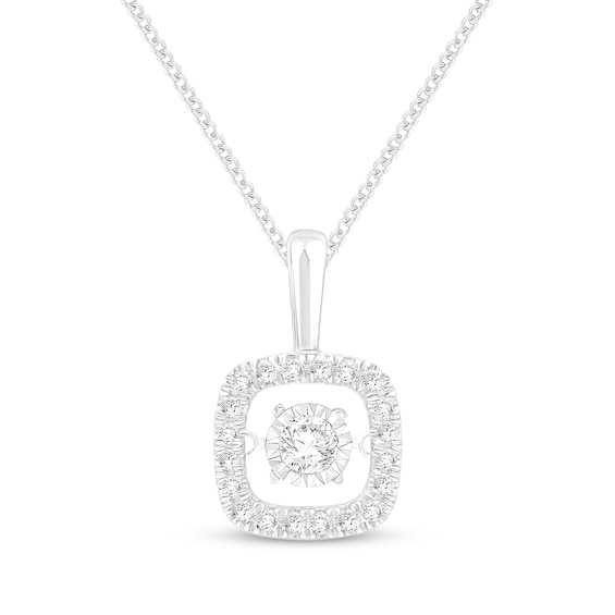 Unstoppable Love Lab-Grown Diamond Cushion Halo Necklace 1/4 ct tw 10K White Gold 19"