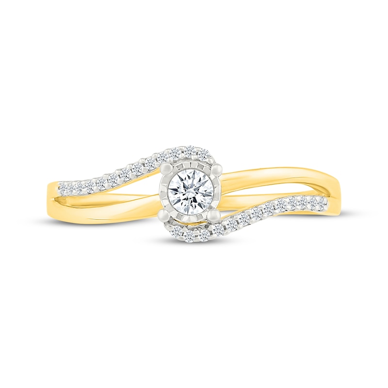 Main Image 4 of Diamond Split Shank Promise Ring 1/6 ct tw 24K Yellow Gold Vermeil Sterling Silver