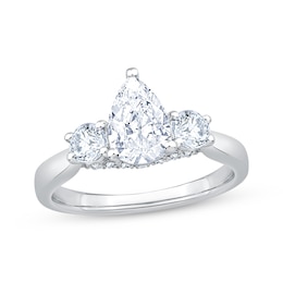 Adore Heirloom Pear-Shaped & Round-Cut Diamond Three-Stone Engagement Ring 1-1/2 ct tw 18K White Gold