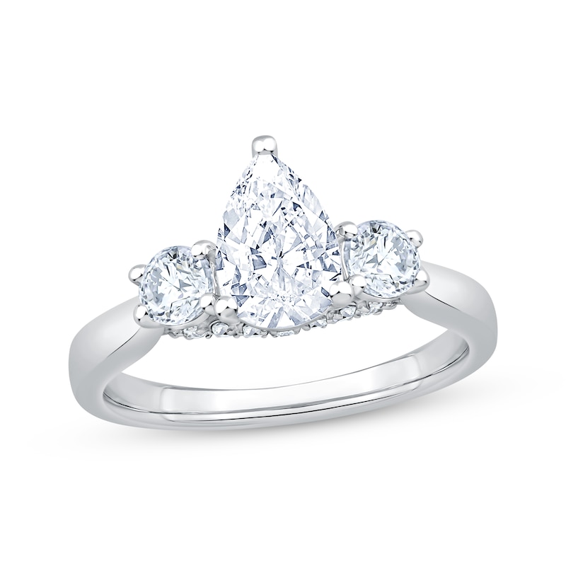 Main Image 1 of Adore Heirloom Pear-Shaped & Round-Cut Diamond Three-Stone Engagement Ring 1-1/2 ct tw 18K White Gold