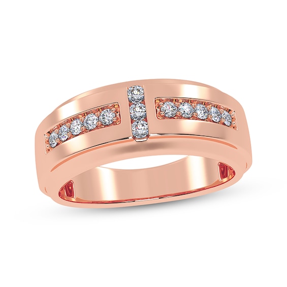 Adore Men's Diamond Wedding Band 1/4 ct tw 14K Rose Gold