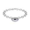 Thumbnail Image 1 of Heart-Shaped Amethyst Heart Bezel-Set Charm Bracelet Sterling Silver 7.25"