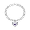 Thumbnail Image 2 of Heart-Shaped Amethyst Heart Bezel-Set Charm Bracelet Sterling Silver 7.25"