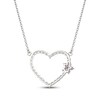 Thumbnail Image 3 of Pink & White Lab-Created Sapphire Flower Heart Necklace Sterling Silver 18"