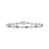 Thumbnail Image 1 of Pear-Shaped Amethyst & White Lab-Created Sapphire Bracelet Sterling Silver 7.5"