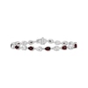 Thumbnail Image 1 of Pear-Shaped Garnet & White Lab-Created Sapphire Bracelet Sterling Silver 7.5"