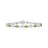 Thumbnail Image 1 of Pear-Shaped Peridot & White Lab-Created Sapphire Bracelet Sterling Silver 7.5"