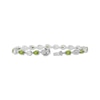 Thumbnail Image 2 of Pear-Shaped Peridot & White Lab-Created Sapphire Bracelet Sterling Silver 7.5"