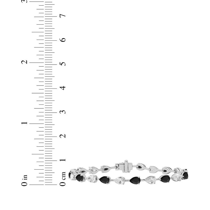 Main Image 3 of Pear-Shaped Black Onyx & White Lab-Created Sapphire Bracelet Sterling Silver 7.5"