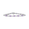 Thumbnail Image 1 of Oval-Cut Amethyst & White Lab-Created Sapphire Bracelet Sterling Silver 7.5"