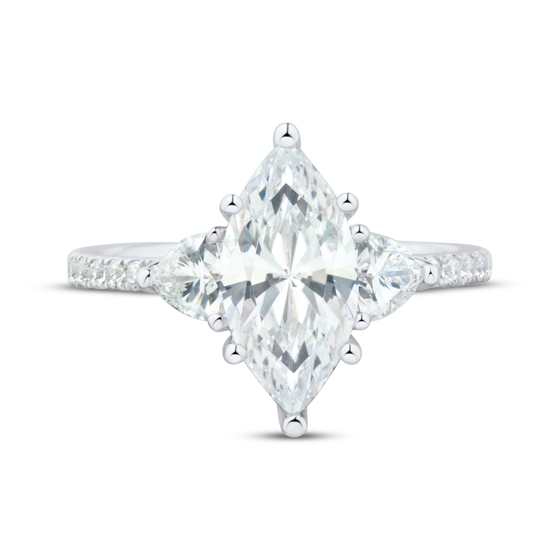 Main Image 3 of Memories Moments Magic Marquise-Cut Lab-Grown Diamond Three-Stone Engagement Ring 2-3/4 ct tw 14K White Gold