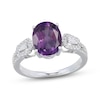Thumbnail Image 1 of Oval-Cut Amethyst & Baguette- and Round-Cut White Lab-Created Sapphire Ring Sterling Silver