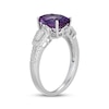 Thumbnail Image 2 of Oval-Cut Amethyst & Baguette- and Round-Cut White Lab-Created Sapphire Ring Sterling Silver
