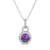Thumbnail Image 1 of Amethyst & White Lab-Created Sapphire Doorknocker Necklace Sterling Silver 18"