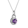 Thumbnail Image 2 of Amethyst & White Lab-Created Sapphire Doorknocker Necklace Sterling Silver 18"
