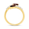 Thumbnail Image 3 of Pear-Shaped Garnet & White Lab-Created Sapphire Bypass Ring 10K Yellow Gold