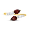 Thumbnail Image 4 of Pear-Shaped Garnet & White Lab-Created Sapphire Bypass Ring 10K Yellow Gold