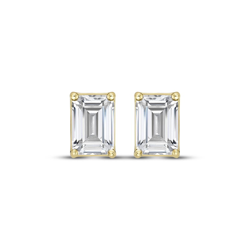 Main Image 2 of KAY Lab-Grown Diamonds Emerald-Cut Solitaire Stud Earrings 3 ct tw 10K Yellow Gold (F/SI2)