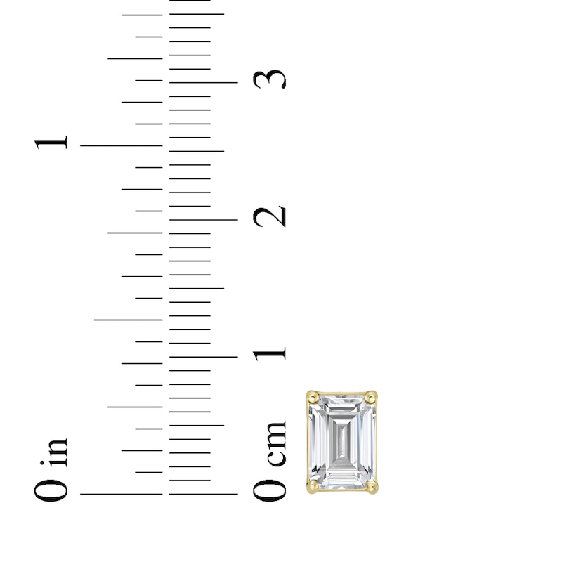 Main Image 5 of KAY Lab-Grown Diamonds Emerald-Cut Solitaire Stud Earrings 3 ct tw 10K Yellow Gold (F/SI2)