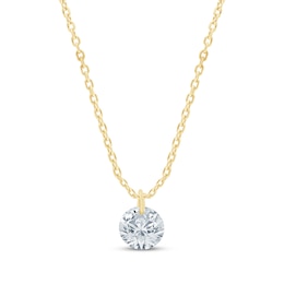 KAY Lab-Grown Diamonds Round-Cut Pierced Solitaire Necklace 1/10 ct tw 10K Yellow Gold 18"