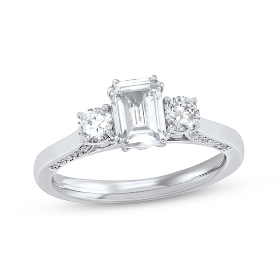 Adore Emerald-Cut Diamond Three-Stone Engagement Ring 1-1/2 ct tw 14K White Gold
