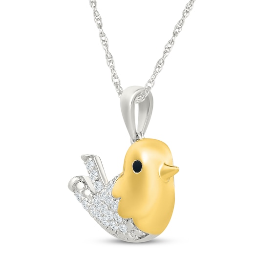 KAY Lab-Grown Diamonds Bird Necklace 1/6 ct tw Sterling Silver & 10K Yellow Gold Plate 18"